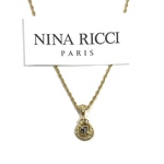 フランスの老舗 1801 NINA RICCIビジューネックレスニナリッチ  ゴールドサークル　花ストーンブライダル結婚式　アンティーク ジュエリーnina ricci 秋冬ファッション　ブランド