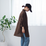 大人のシアーワッシャーブラウス ブラウン(長袖シャツ)