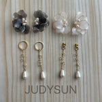 【2way】ふんわりハーフFlowerピアス/イヤリング