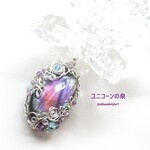 パープルラブラドライトぺンダント（ワイヤージュエリー☆ワイヤーアクセサリー☆ワイヤーラッピング天然石ネックレス☆KuthumistyleⓇ☆クツミスタイル）