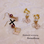pearl&squareイヤリングorピアス