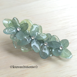 紫陽花とスワロフスキーのヘアクリップ(グリーンライム)