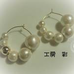 ☆新作☆コットンパールのグラデフープピアス（キスカ）