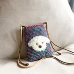 もふもふワンコのポシェット/お散歩バッグ/毎日バッグ/編み物/スマホポーチ/プードル