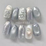 透明感ガラスマグネット🧊フラッシュ　フレンチ　オーロラ　ブライダル　ウエディング　結婚式　卒業式　成人式　推し活　ブルー　冬　秋