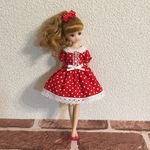 再販♪ 22センチドール ガーリーワンピース ドット レッド