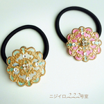 新☆透し模様の花型ヘアゴム[備考欄☆色選択]