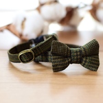 猫用首輪／英国グレンチェック・グリーン×セーフティバックル