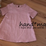 半袖Ａラインワンピ90＊ダンガリー・ピンク