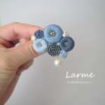 【ブルーな気分♡】marumaru 刺繍ブローチ　