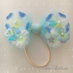 チュール リボン ヘアゴム  フラワー SkyBlue