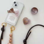 【 brown×pink mix grip】スマホグリップ　MagSafe グリップトック　韓国　ピンク　ブラウン