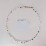 【mix necklace🥣】 ブルー × オレンジ　淡水パール　ビーズネックレス