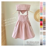 お好きな色でお作りします♪ふわっとひろがる しわになりにくい 子供エプロン＆三角巾♪ ★90cm〜150cm