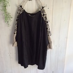 masayo0803様 専用   スミ黒 リネンと刺繍の切り替えプルオーバー 