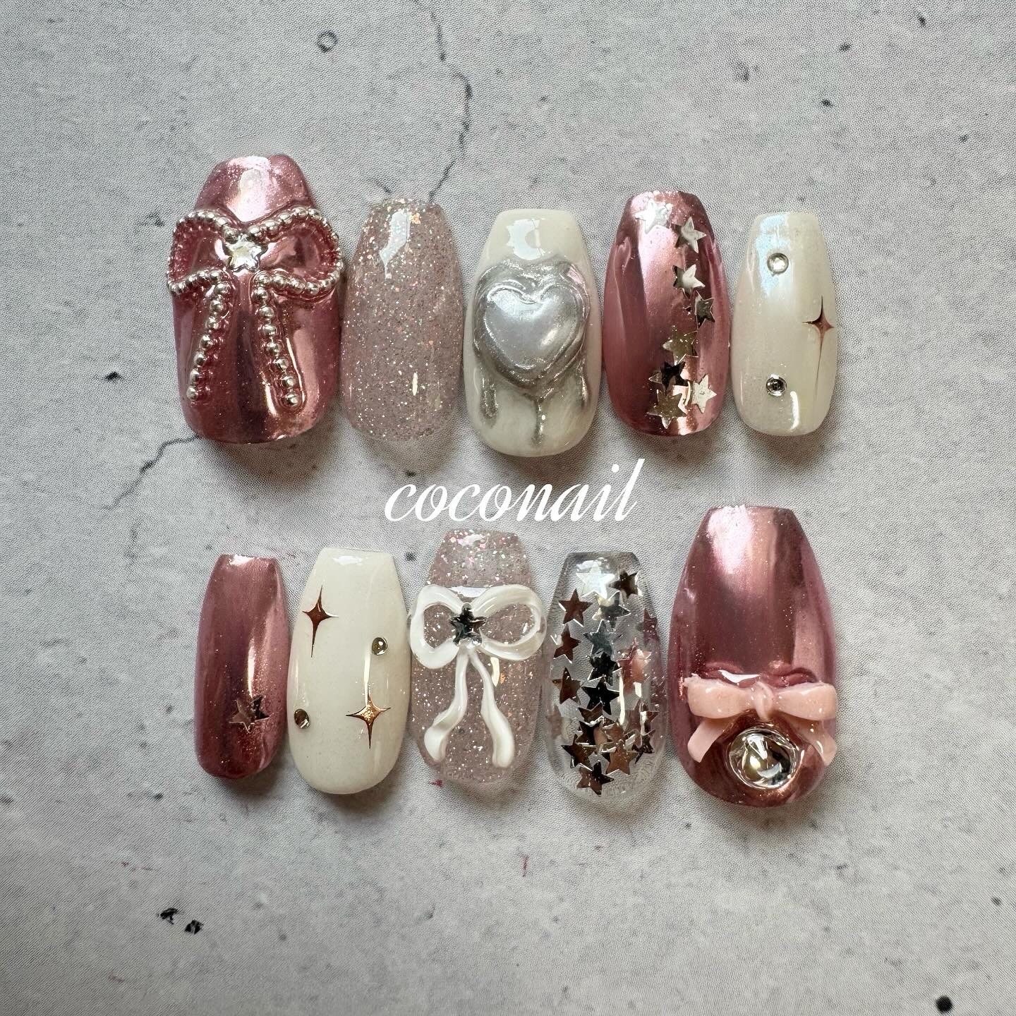 ネイルチップ 落書きネイル うさぎ ピンク - coconail's gallery