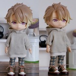 半袖サンドベージュパーカーとパンツのセット（ねんどろいどどーるオビツ11ボディ共有サイ