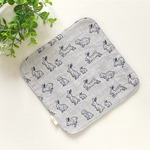 ふんわり6重ガーゼハンカチ(うさぎパラダイス・ホワイト)　播州織　ジャガード織　