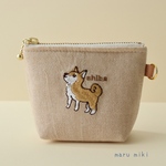 小さな柴犬の刺繍ミニポーチ  再販