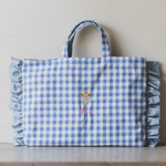【名入れ刺繍OK】レッスンバッグ　ブルー　お名前刺繍　名入れ　刺繍　入園準備 入学準備 入学祝い 女の子　手提げ　園バッグ　お稽古　保育園　幼稚園　小学校　通園　通学　スクール　チェック　トートバッグ