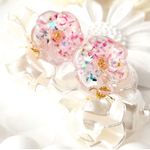 【透き通る春色ビオラ 2wayピアス♪】 レジン ピアス ドライフラワー  花　春   大人可愛い  2way  ピンク　花びら　