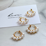 " 再販 " 6月誕生石 pearl フープピアス/イヤリング　淡水パール　パール　オケージョン