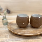 小さな水玉模様のほっこりお湯呑み（ブラウン2点）