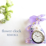 再入荷　人気！ギフトに【インアリウムクロック　ウサギ】パープル　ブルー　置き時計　