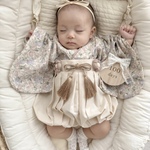 ＼レトロなベビー袴／retro baby hakama waist flower 《retro tulip×natural white》