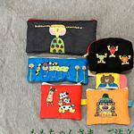刺繍横長大きめポーチ、刺繍マチつきポーチ、刺繍豆袋、刺繍ポーチつきティッシュケース6点　ご注文