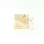 【西陣織　篠屋宗兵衛謹製　若松模様　ゴールドシルク帯リメイク　バッグチャーム型スクエアポーチ】カラビナ付きポーチ　メイクポーチ　旅行　誕生日ギフト　敬老の日ギフトにも。にも。