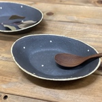 小さなオーバル型のカレーボウル（ブラック1点）