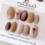 薔薇×マグネット　ネイルチップ　美女と野獣風　アンティーク　普段使い　デート　春　夏　秋　冬