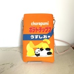 「ポテチみたいなスマホポーチ🍟 ファスナーポケット付き／パンダ柄」