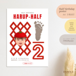 Half birthday poster 【Kewpie Tomato】足形ポスター2枚セット|記念日|誕生日|ハーフバースデー|ニューボーン|オリジナル|ポスター|おうちスタジオ|ベビー