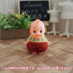 バルーンロンパース【レンガ色・オレンジの小花】❤︎handmade❤︎5cmキューピーちゃんサイズ
