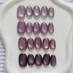 🍇選べる パープル系 マグネットネイルチップ シンプルワンカラー ベリーショートオーバル うるうるつやつや 藤葡萄ぶどう紫 ウェディング秋冬水光差し色推し活