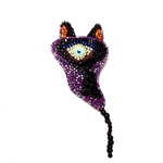 おばけ 猫 ビーズ刺繍ブローチ