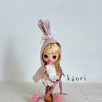 プチブライスアウトフィット　うさ耳ポンチョセット　リバティ　ハンドメイド