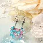 彩りドロップビーズピアス（ピンク＆ブルー）