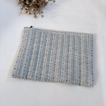 リバティ　キルト　ふわふわ フラット ポーチ　バッグインバッグ　フォレストウェーブ　ミナペルホネン　水色　プレゼントにも