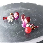 秋の大人レッド 赤色イヤリング/ピアス レッド 深紅 こっくり