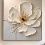 【50×50cm】キャンバスアート テクスチャーアート 油絵 抽象画 花 フラワー 手描き ハンドペイント おしゃれ ウォール