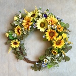 No.wreath-15563★ひまわりの2wayリース25-(5)　45x53cm・アーティフィシャルフラワー/造花リース/夏のリース/大型リース