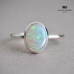 Opal ring -オパール ウォーターオパール プレシャスオパール 1点もの 彫金 天然石リング アクセサリー シンプルリング ジュエリー 重ね付け おしゃれ-