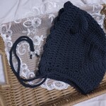 専用 ❁⃘ 手編みコットンのくろねこボンネット ハロウィン ボンネット 