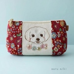 【マルチーズ① 刺繍ポーチ】再販