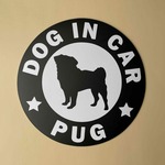 犬【パグ】黒 マグネット ステッカー　防水　車用