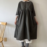 ハイウエストのギャザーワンピース(色選択)