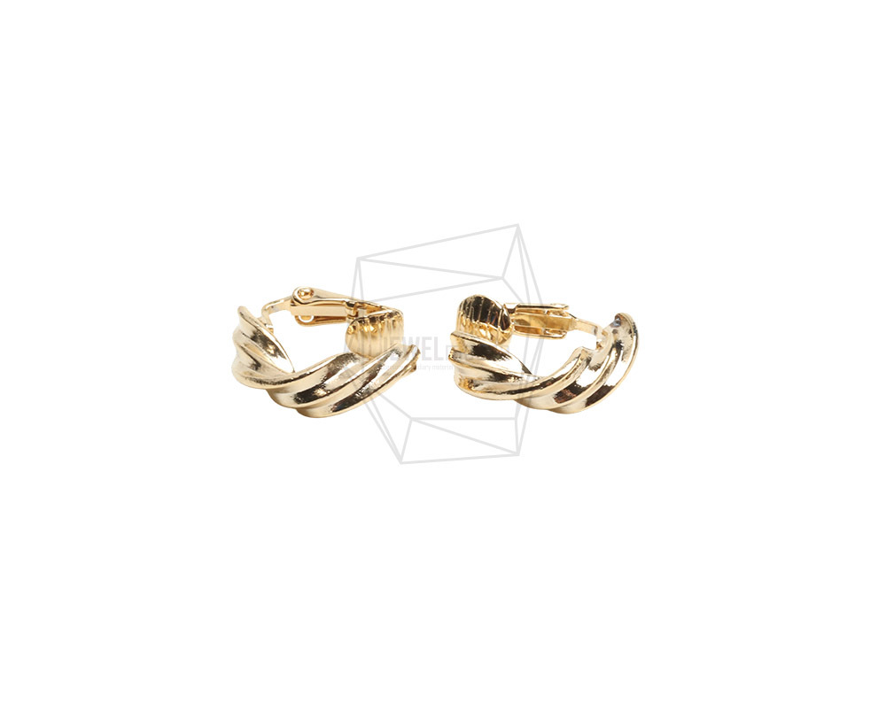 ERG-3083-G【2個入り】ツイストフープイヤリング, Twisted Hoop Clip 